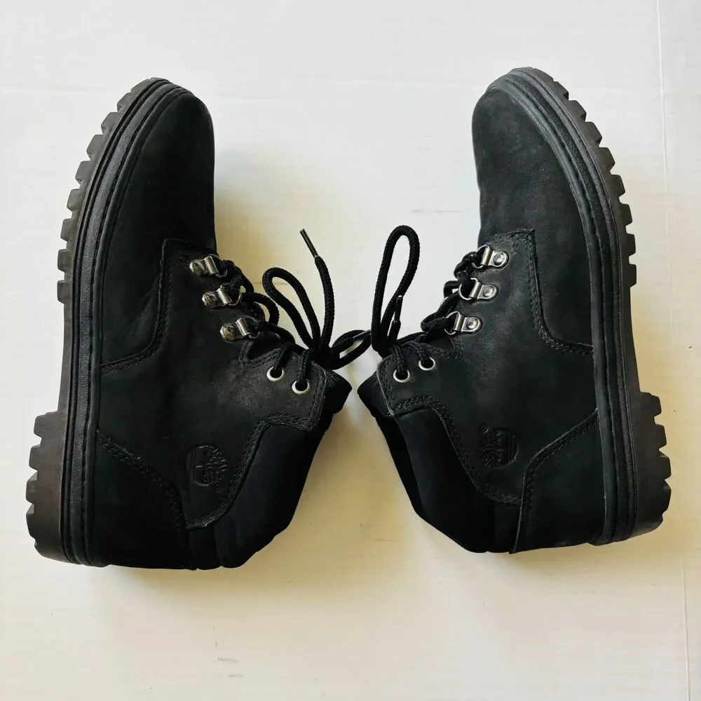 VTG 90s Timberland Black Leather Ankle Boots Men's 7M Women's 8.5 Style 60359